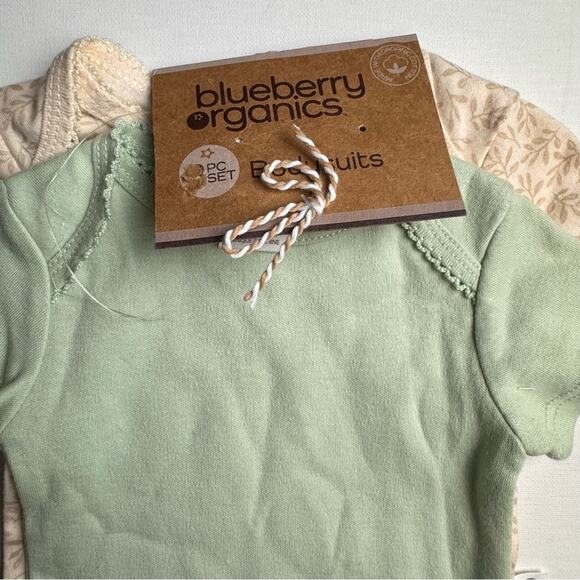 Blueberry Organics Baby Two Piece Short Sleeve Crew Neck One Piece Baby Set 0-3M - Picture 2 of 8